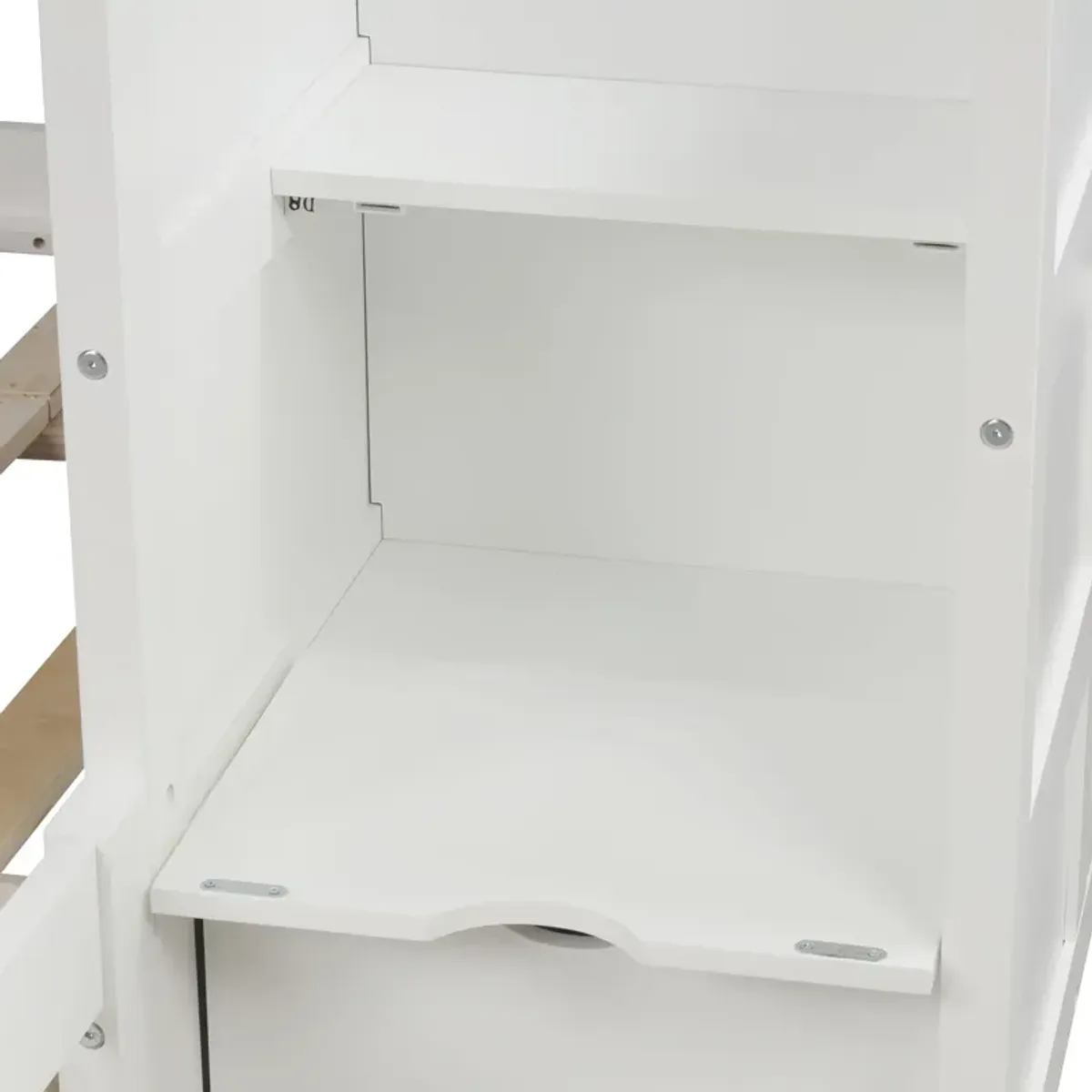 Bunk Bed, Convertible Bottom Bed, Storage Shelves And Drawers