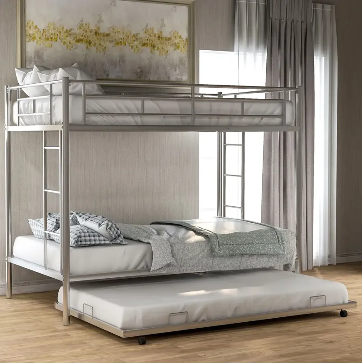 Twin Over Twin Bunk Bed With Trundle