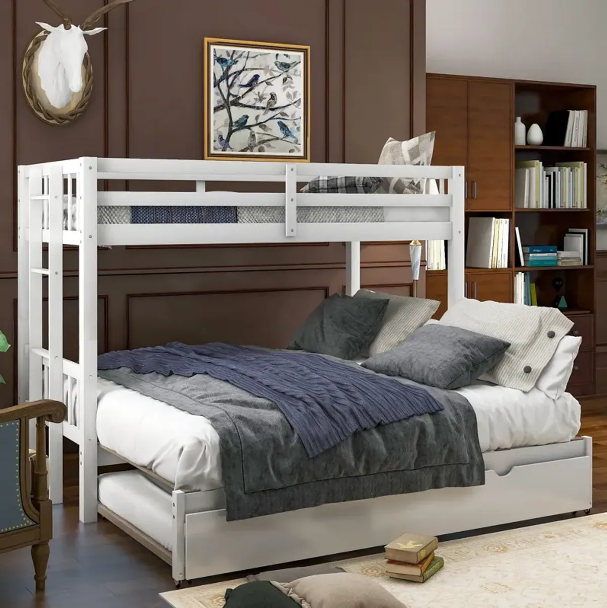 Twin Over Pull-Out Bunk Bed With Trundle