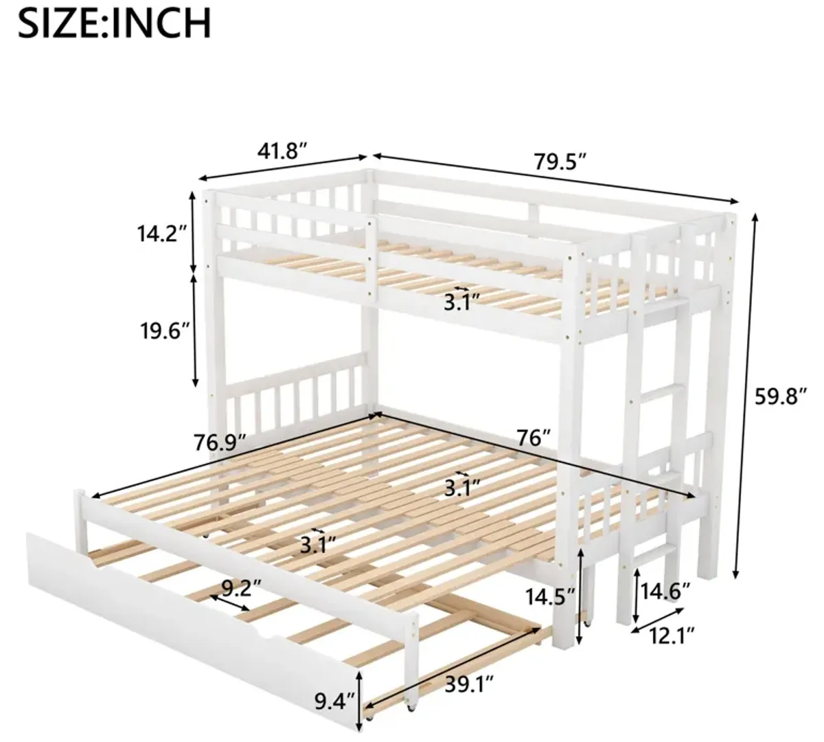 Twin Over Pull-Out Bunk Bed With Trundle