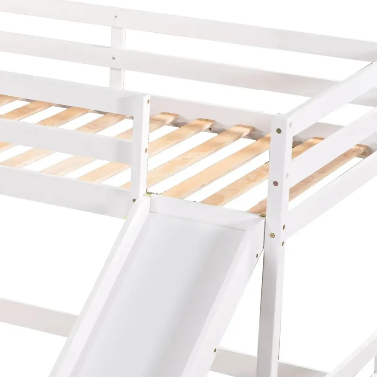 L-Shaped Bunk Bed With Slide And Short Ladder