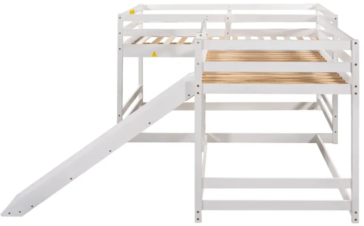 L-Shaped Bunk Bed With Slide And Short Ladder