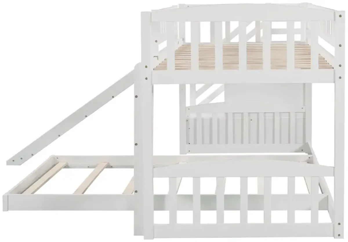 Twin Over Twin Stairway Bunk Bed With Two Drawers And Slide