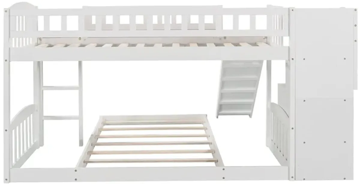 Twin Over Twin Stairway Bunk Bed With Two Drawers And Slide