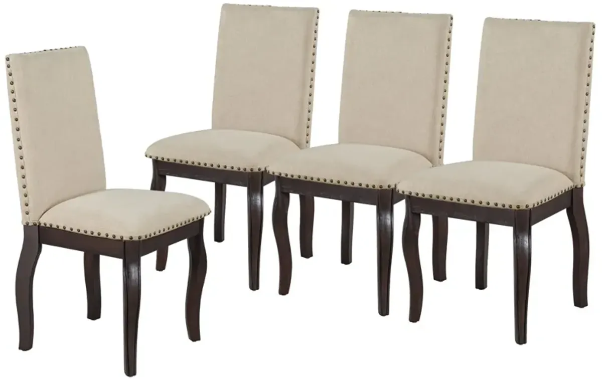 Farmhouse Dining Table Set Wood Round Extendable Dining Table And Upholstered Dining Chairs