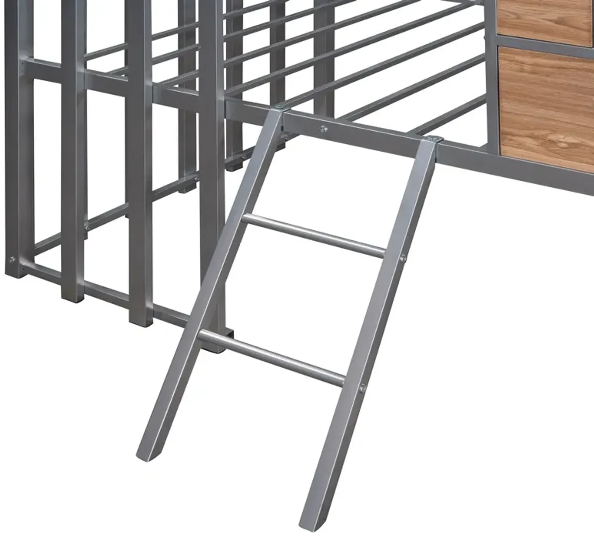 Twin Size Loft Bed With Roof, Window, Guardrail, Ladder