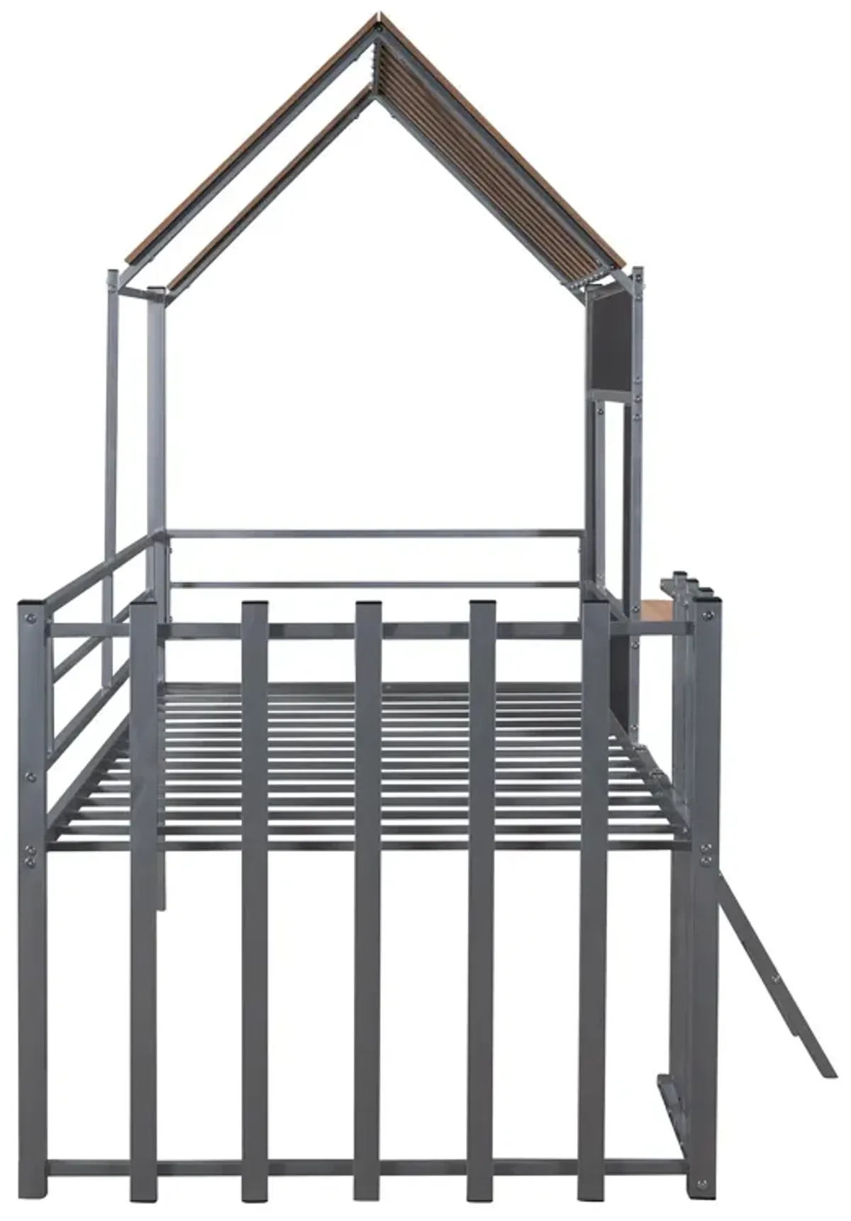 Twin Size Loft Bed With Roof, Window, Guardrail, Ladder