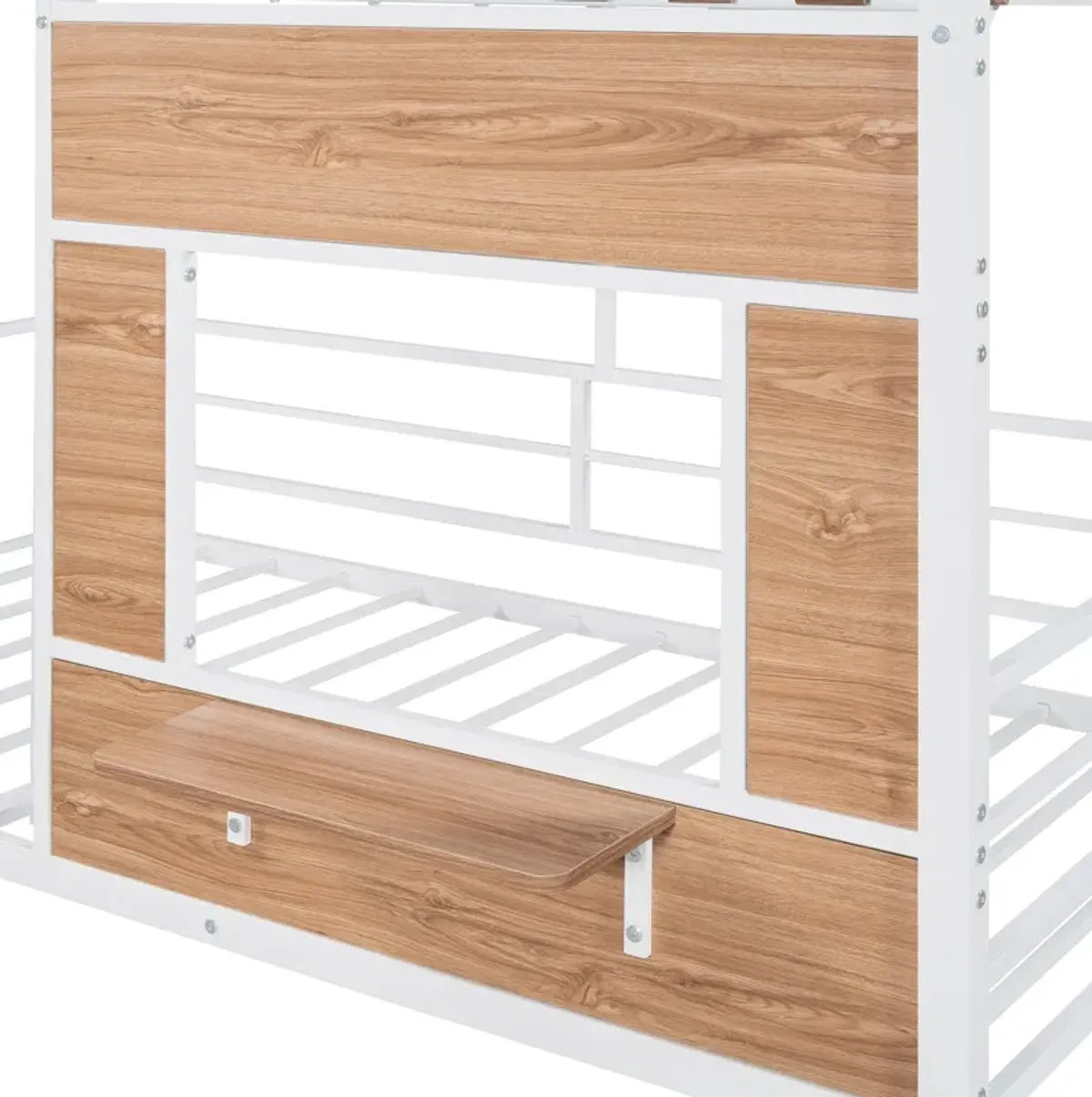 Twin Size Loft Bed With Roof, Window, Guardrail, Ladder