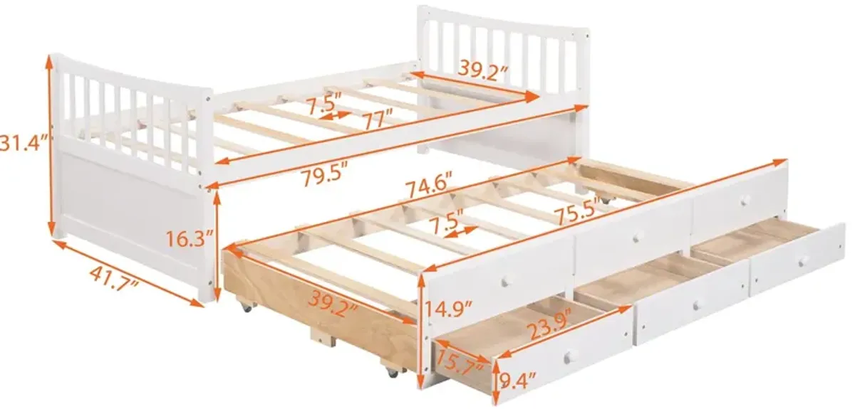 Twin Size Daybed With Trundle And Drawers