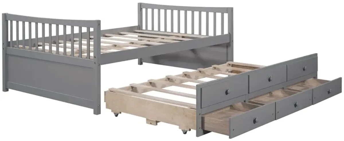 Full Size Daybed With Twin Size Trundle And Drawers, Full Size