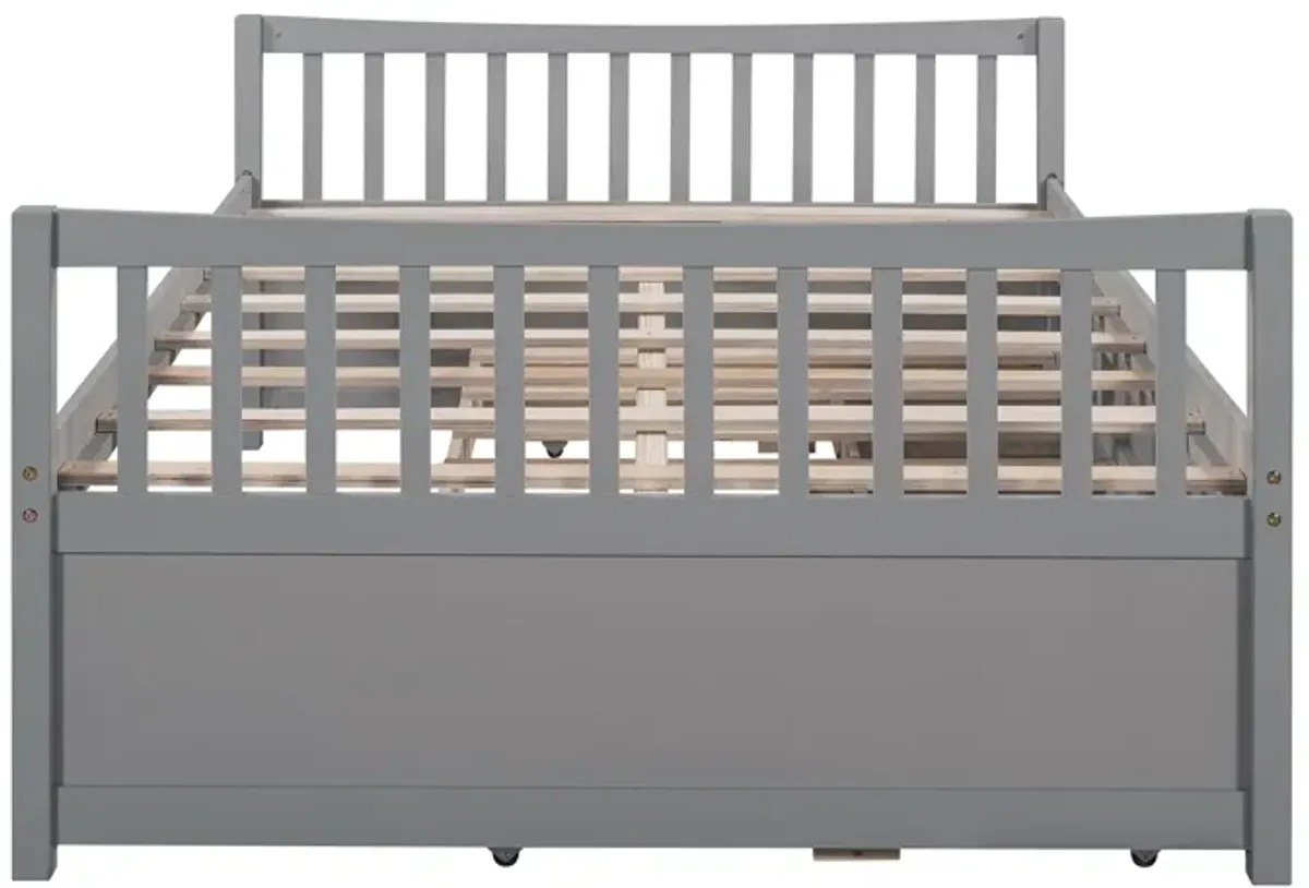 Full Size Daybed With Twin Size Trundle And Drawers, Full Size