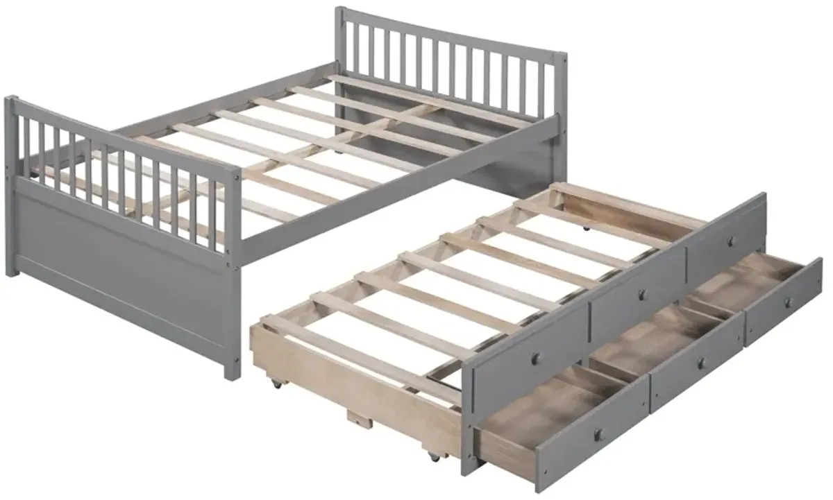 Full Size Daybed With Twin Size Trundle And Drawers, Full Size