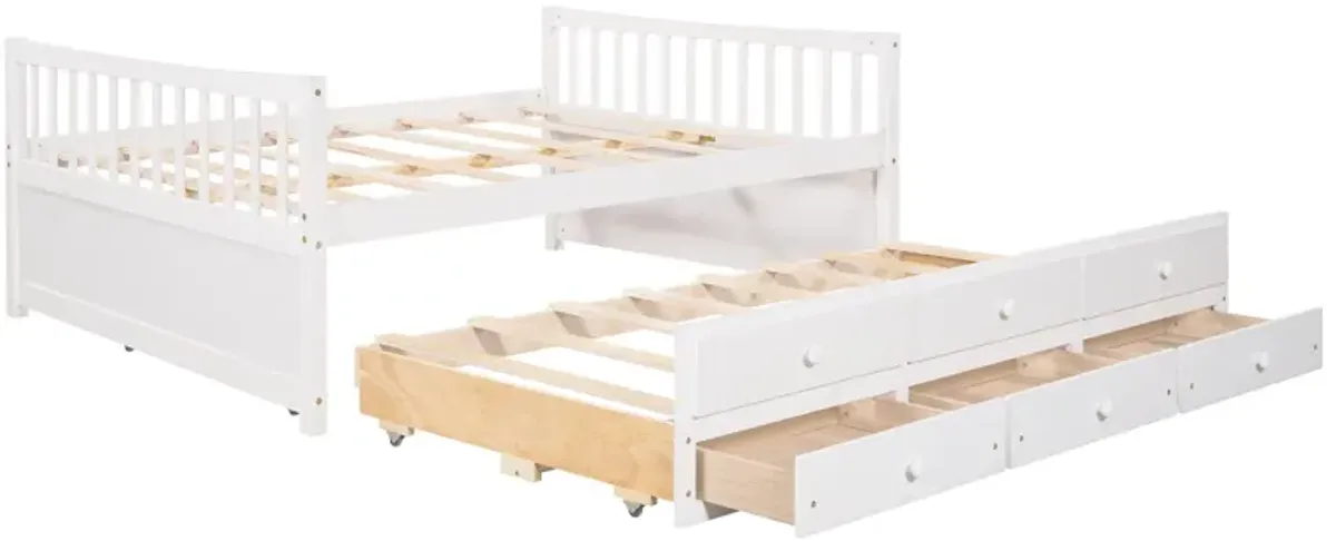 Full Size Daybed With Twin Size Trundle And Drawers, Full Size