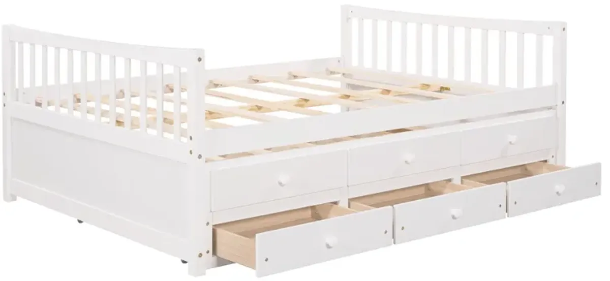 Full Size Daybed With Twin Size Trundle And Drawers, Full Size