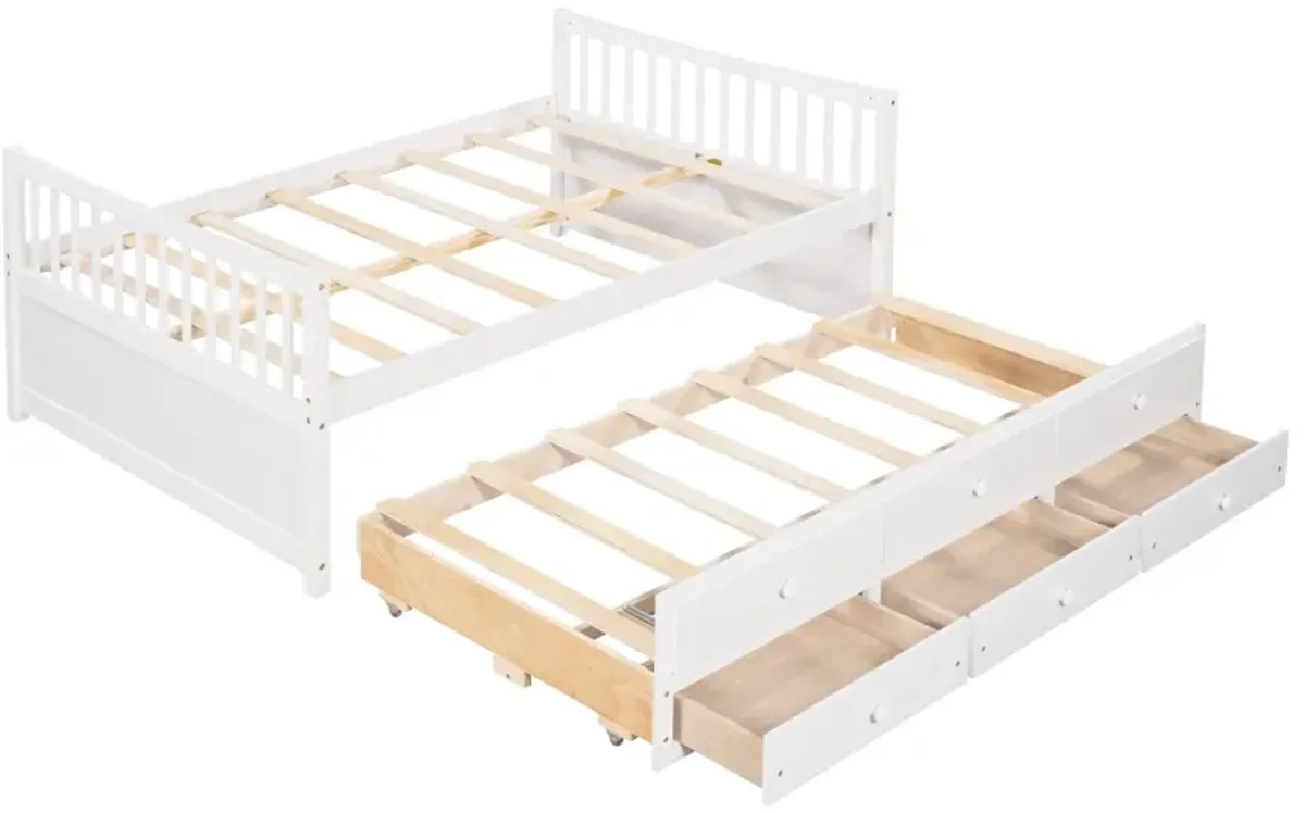 Full Size Daybed With Twin Size Trundle And Drawers, Full Size