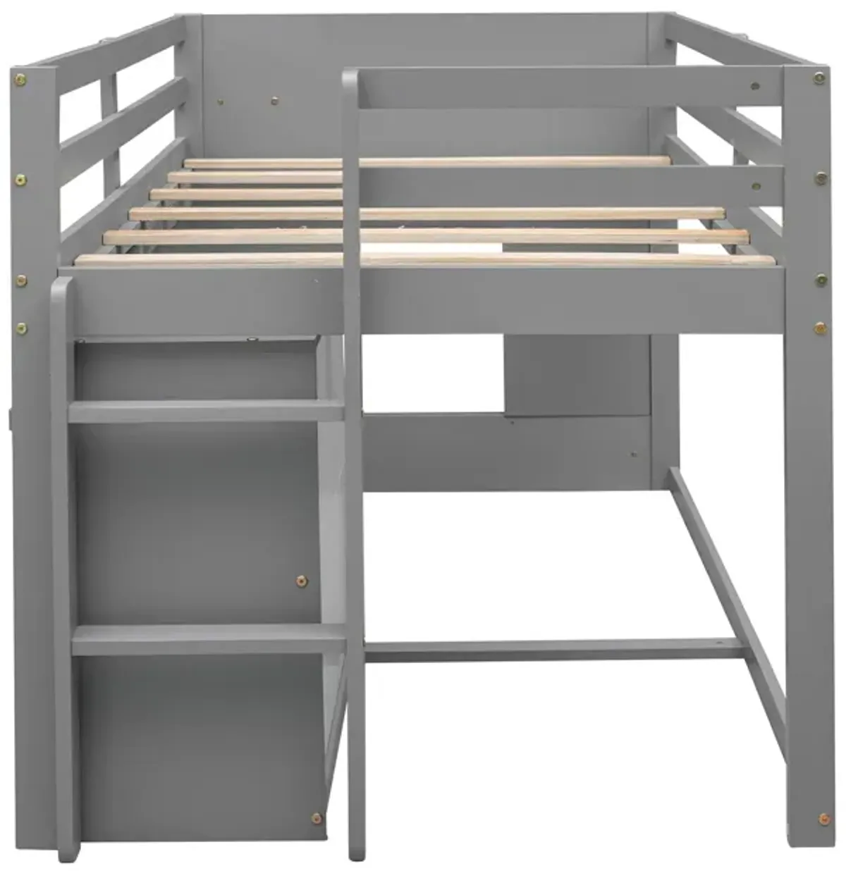 Twin Size Loft Bed With Cabinet And Shelf