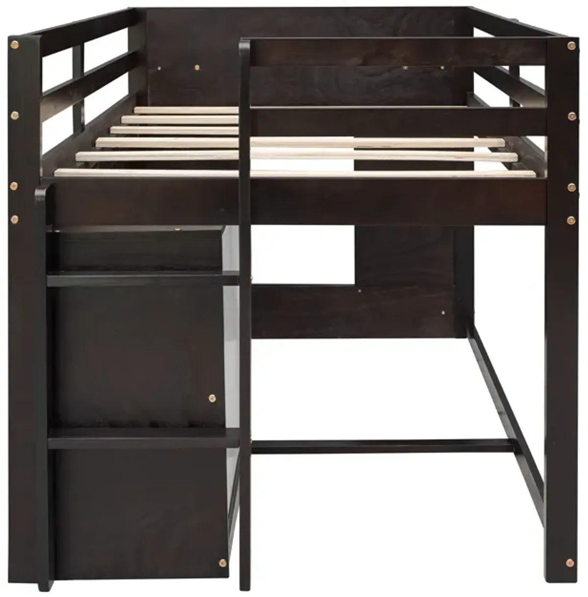 Twin Size Loft Bed With Cabinet And Shelf