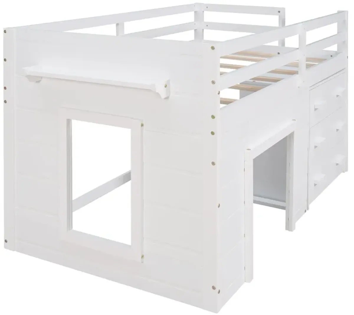 Twin Size Loft Bed With Cabinet And Shelf