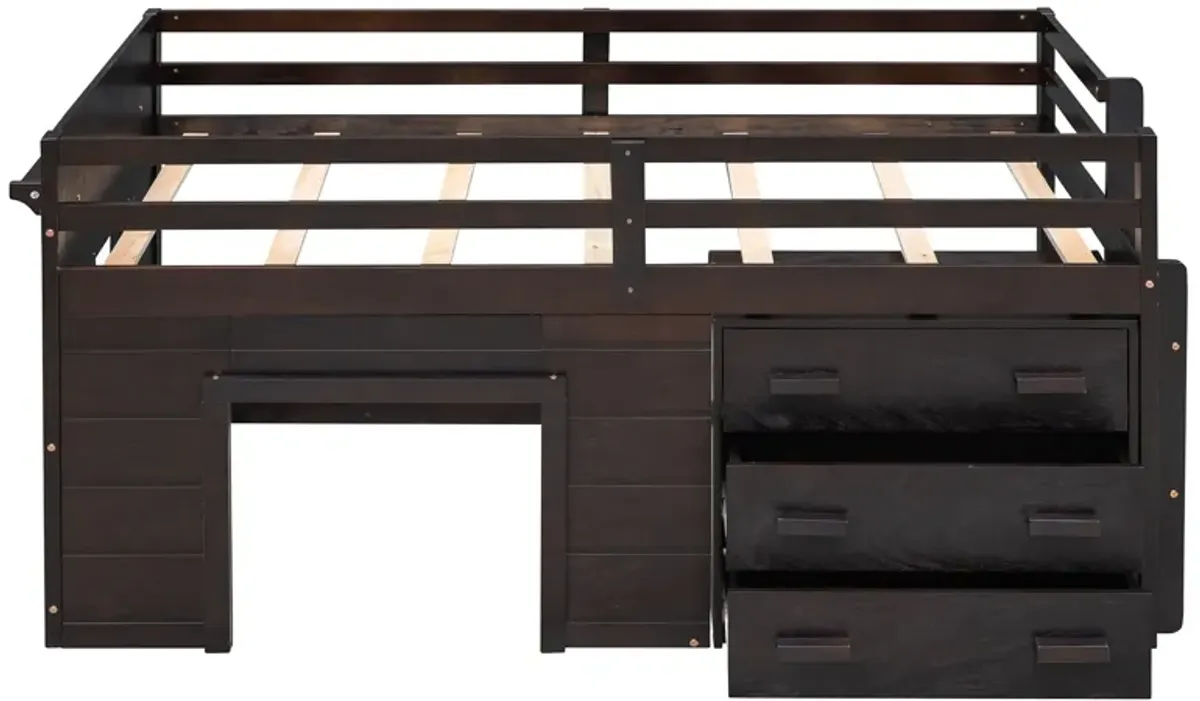 Twin Size Loft Bed With Cabinet And Shelf