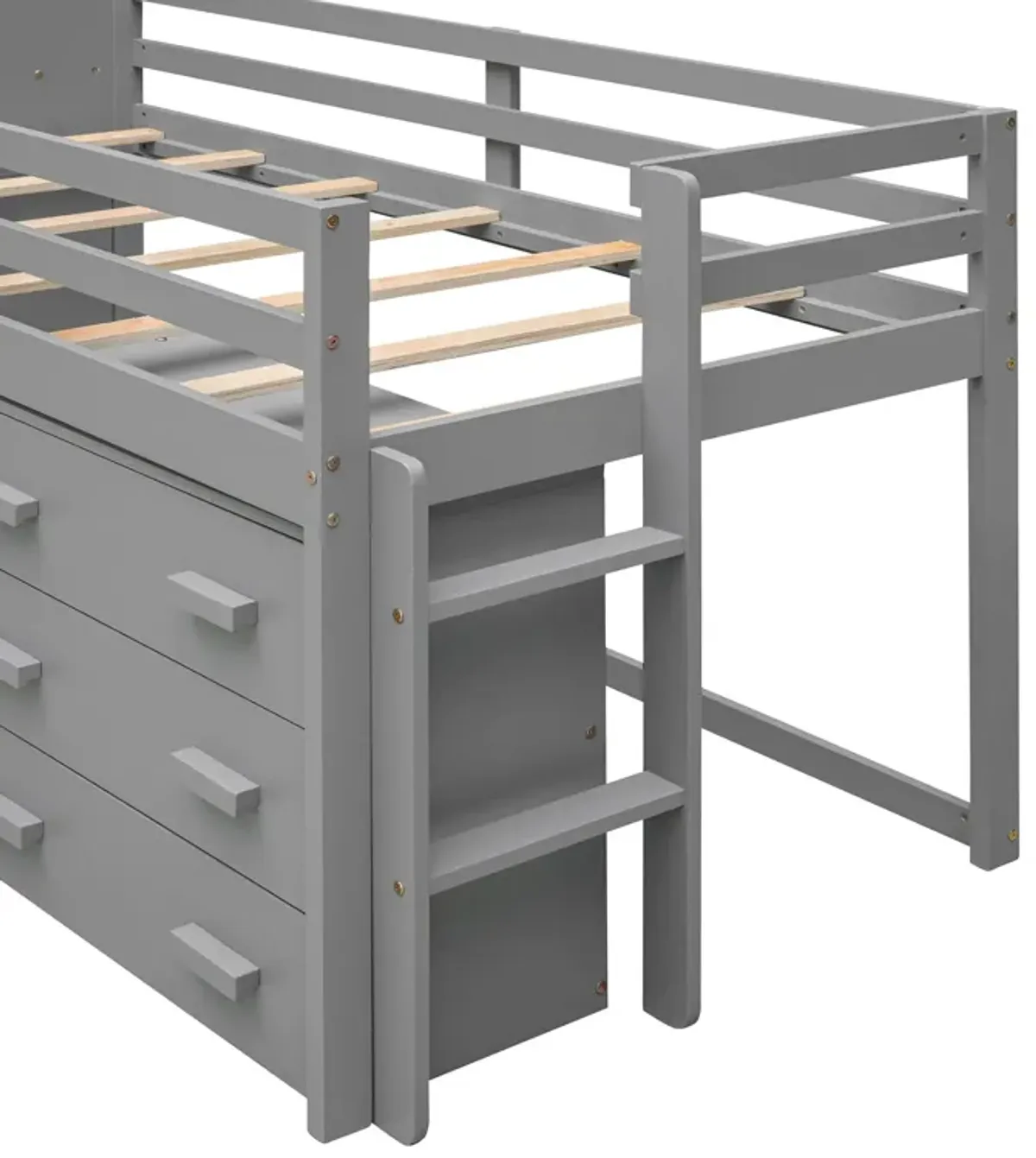 Twin Size Loft Bed With Cabinet And Shelf