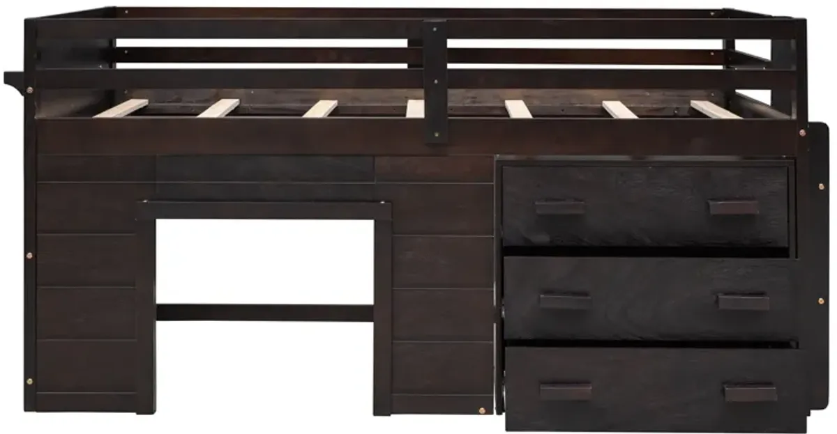 Twin Size Loft Bed With Cabinet And Shelf