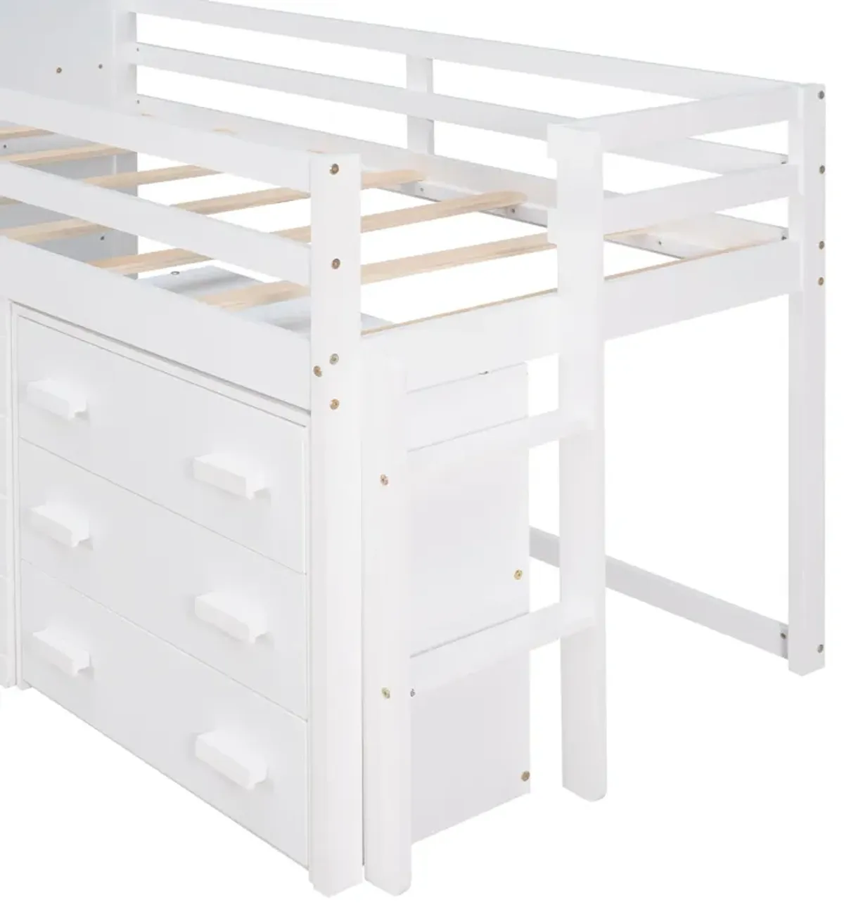 Twin Size Loft Bed With Cabinet And Shelf