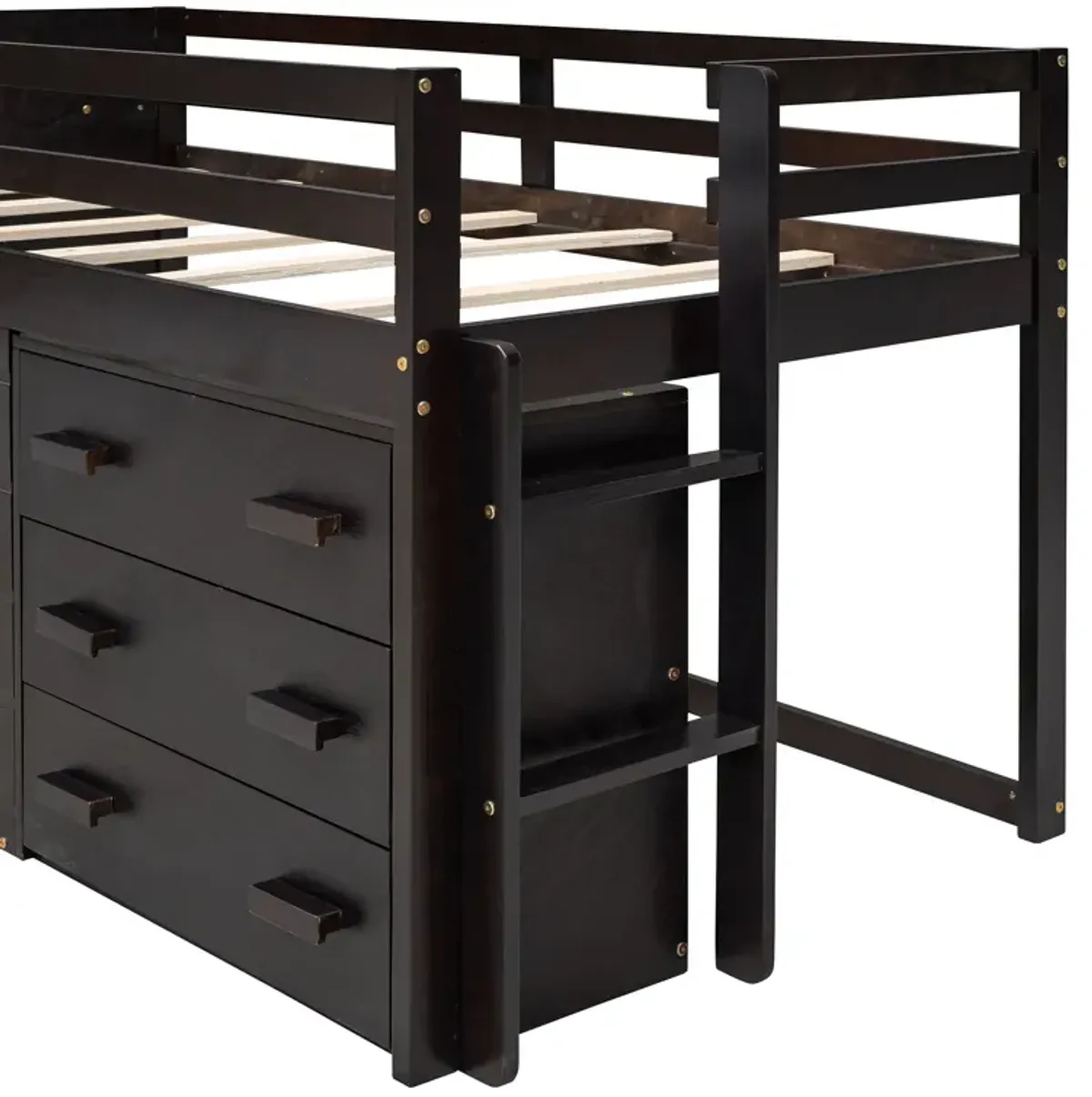 Twin Size Loft Bed With Cabinet And Shelf