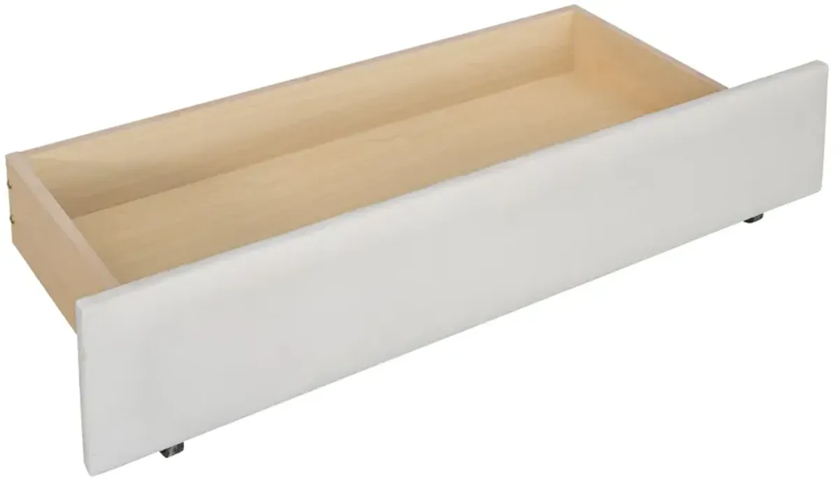 Upholstered Daybed With Drawers, Wood Slat Support