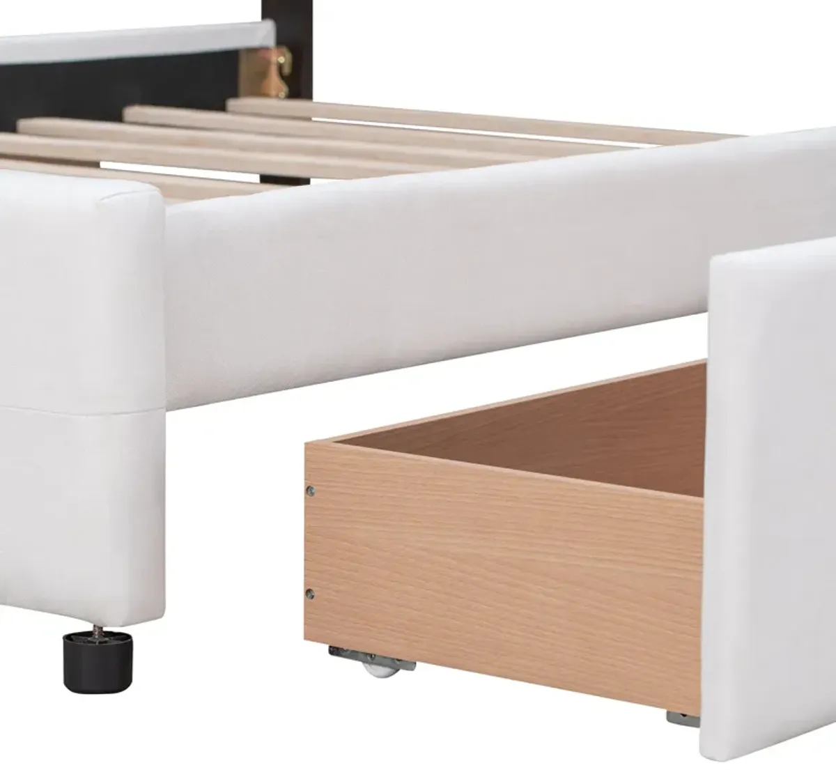 Upholstered Platform Bed With Classic Headboard And 4 Drawers, No Box Spring Needed