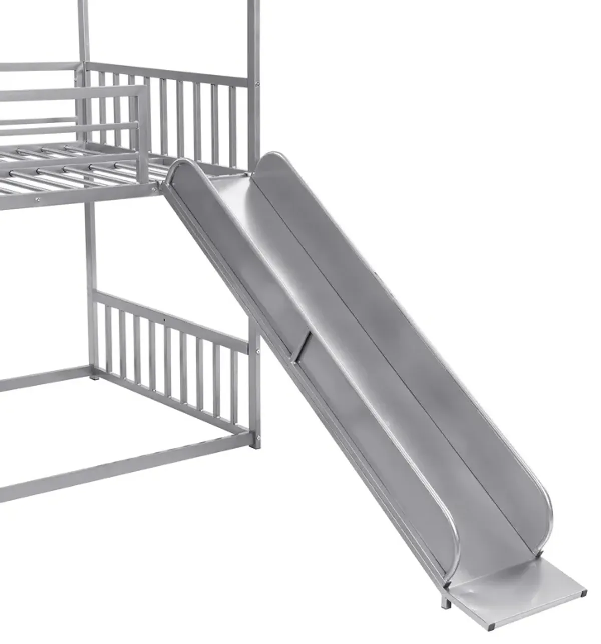 Twin Over Twin Metal Bunk Bed House Bed With Slide And Staircase