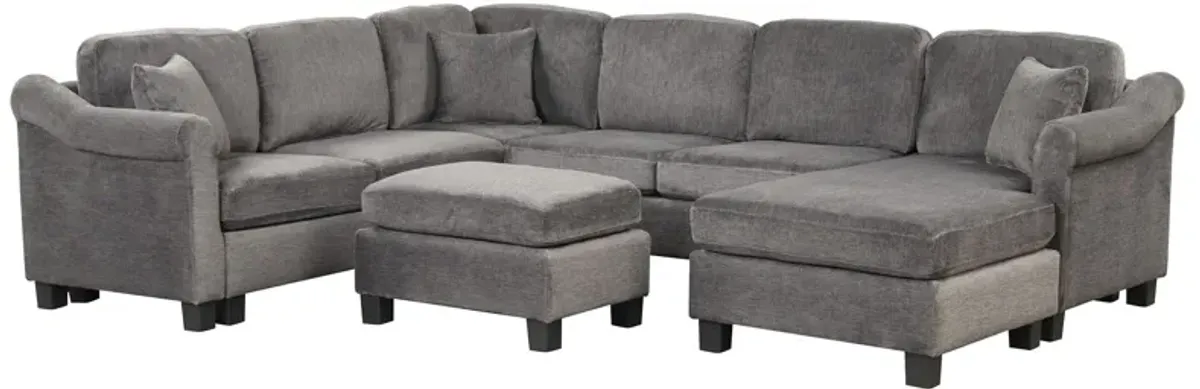 4 Pieces Sectional Sofa With Ottoman With Right Side Chaise