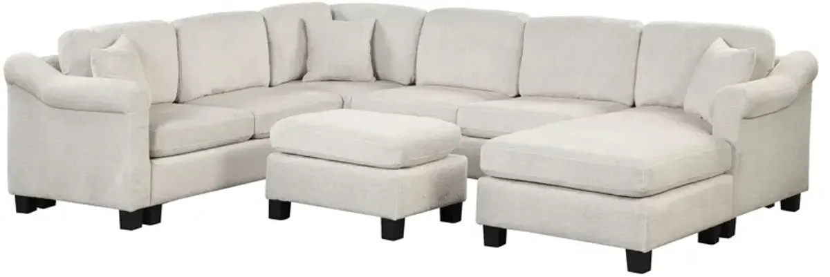 4 Pieces Sectional Sofa With Ottoman With Right Side Chaise