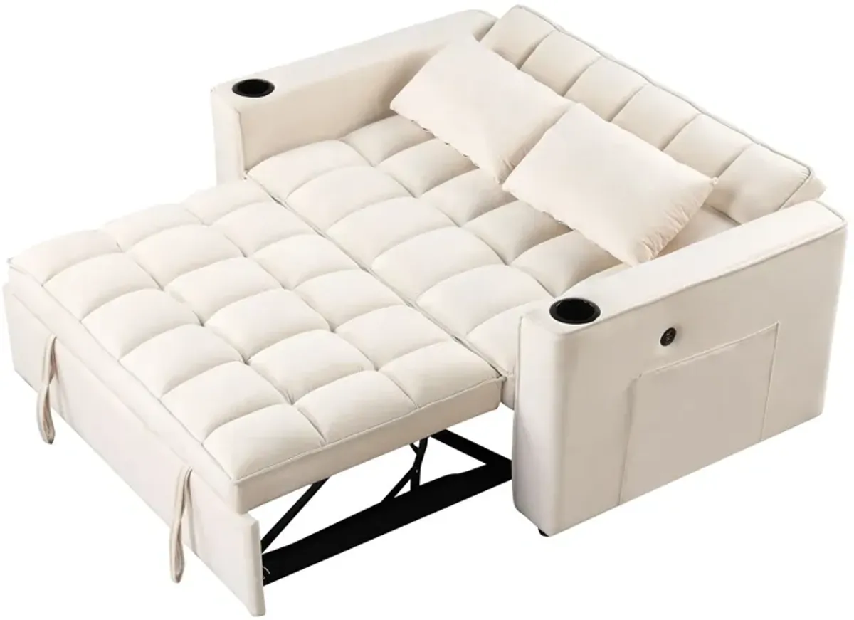 Multi Functional Sofa Bed With Cup Holder And USB Port For Living Room Or Apartments