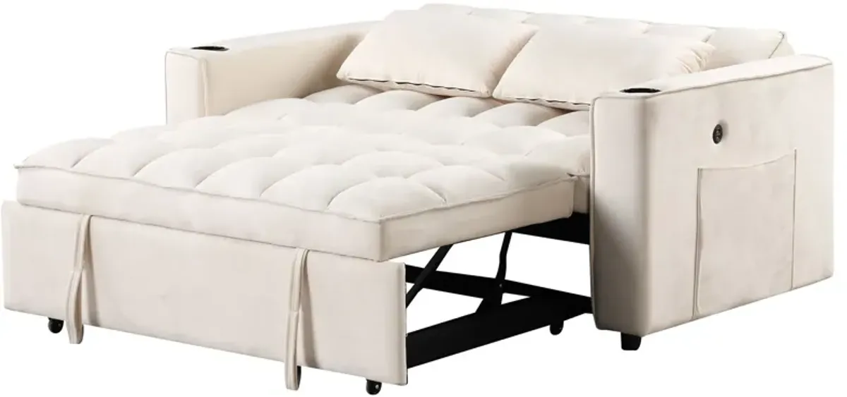 Multi Functional Sofa Bed With Cup Holder And USB Port For Living Room Or Apartments