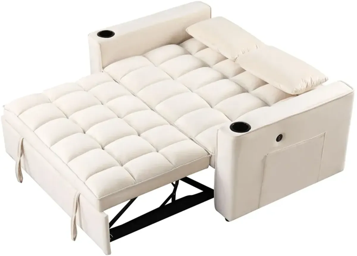 Multi Functional Sofa Bed With Cup Holder And USB Port For Living Room Or Apartments