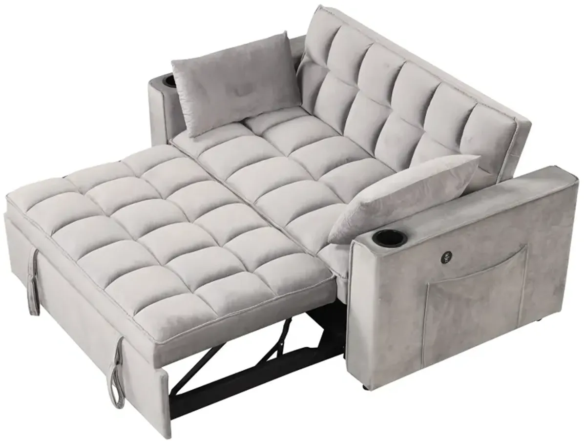 Multi Functional Sofa Bed With Cup Holder And USB Port For Living Room Or Apartments