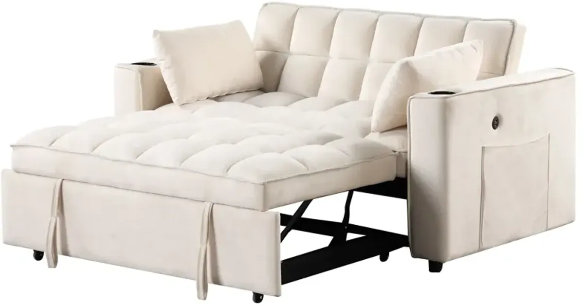 Multi Functional Sofa Bed With Cup Holder And USB Port For Living Room Or Apartments