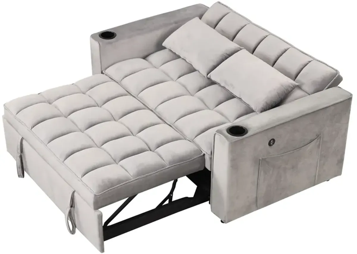 Multi Functional Sofa Bed With Cup Holder And USB Port For Living Room Or Apartments