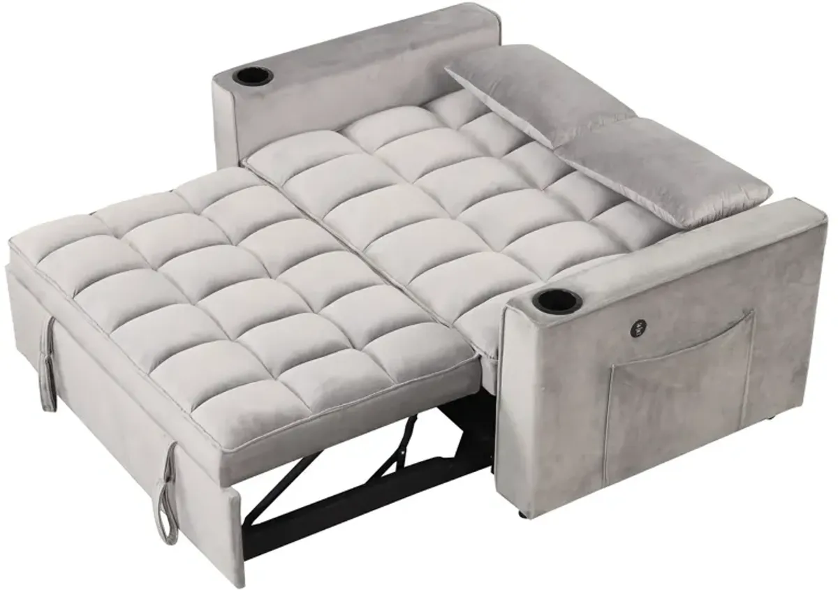 Multi Functional Sofa Bed With Cup Holder And USB Port For Living Room Or Apartments