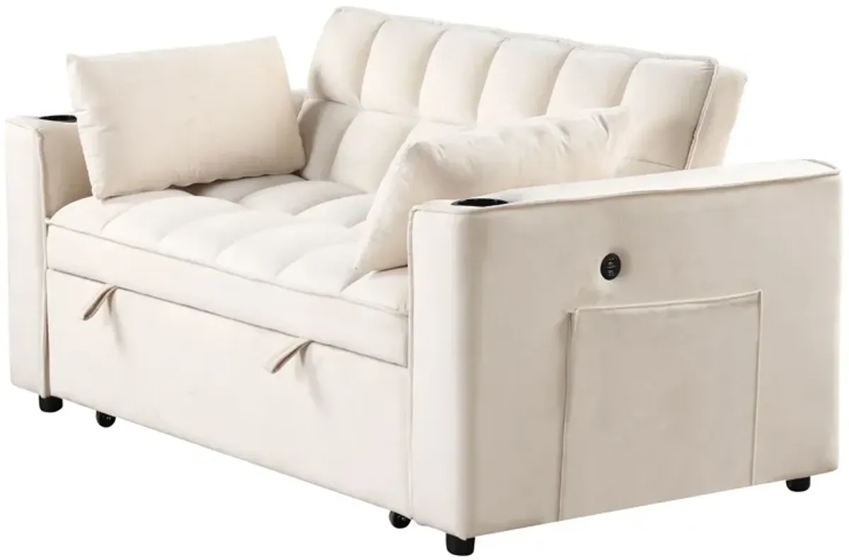 Multi Functional Sofa Bed With Cup Holder And USB Port For Living Room Or Apartments