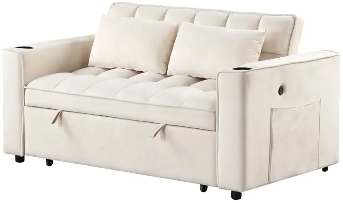 Multi Functional Sofa Bed With Cup Holder And USB Port For Living Room Or Apartments