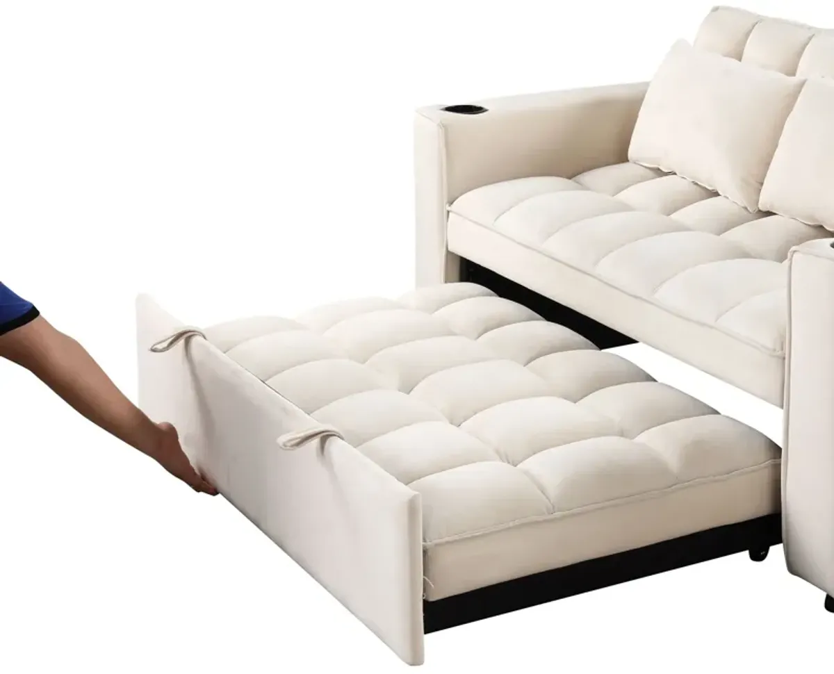 Multi Functional Sofa Bed With Cup Holder And USB Port For Living Room Or Apartments