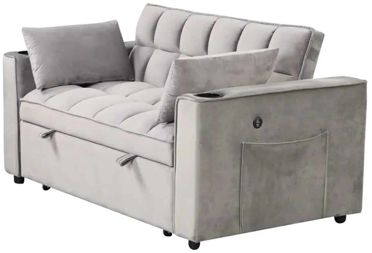 Multi Functional Sofa Bed With Cup Holder And USB Port For Living Room Or Apartments