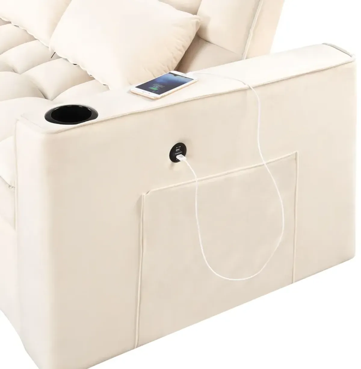 Multi Functional Sofa Bed With Cup Holder And USB Port For Living Room Or Apartments