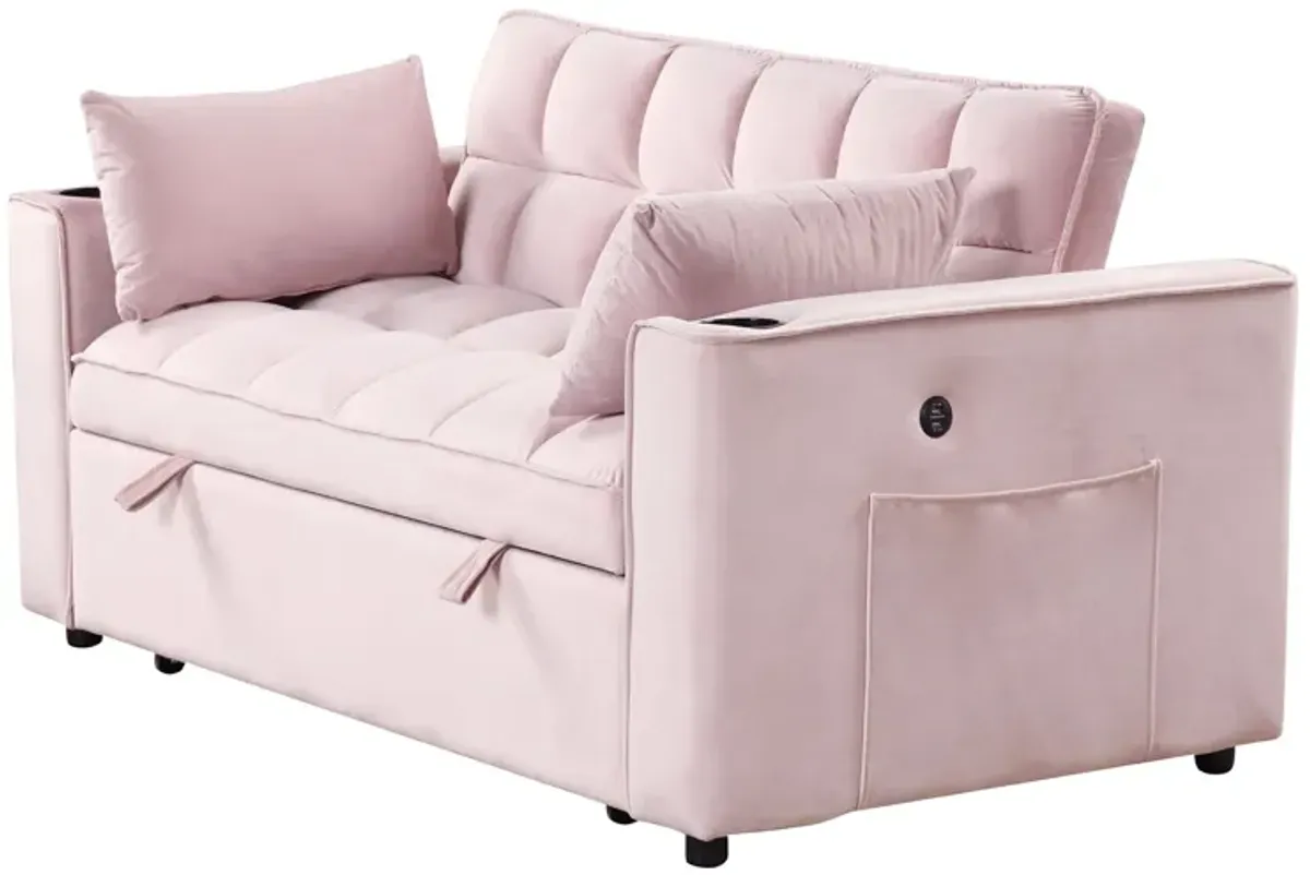 Multi Functional Sofa Bed With Cup Holder And USB Port For Living Room Or Apartments