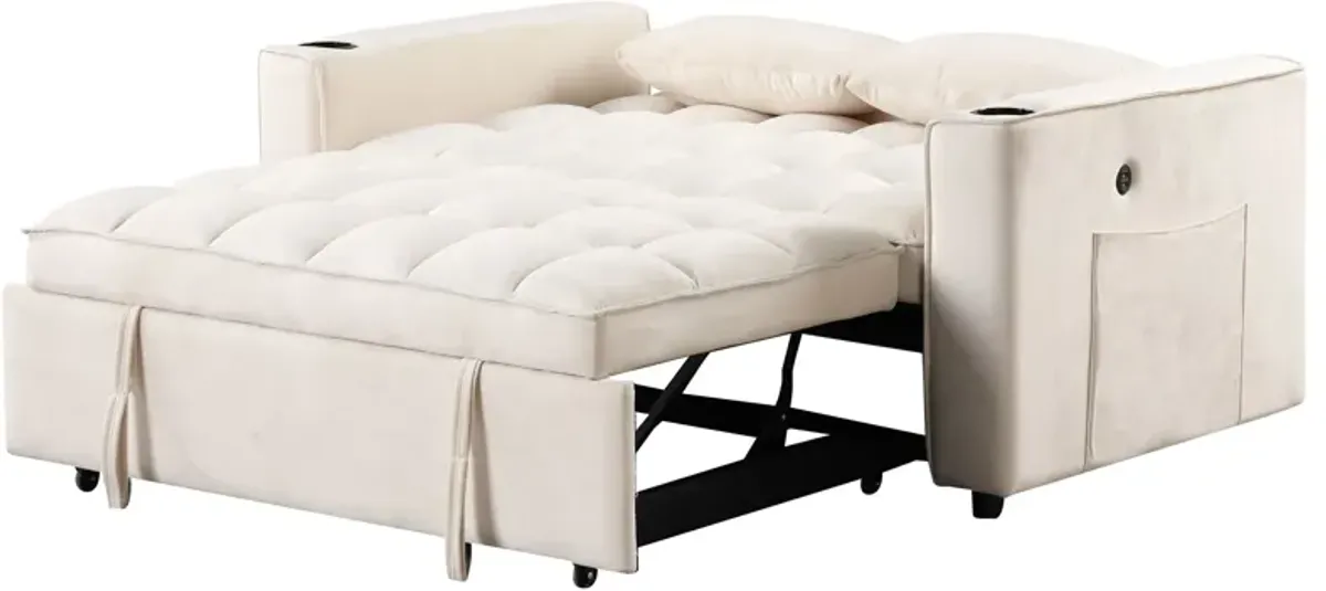 Multi Functional Sofa Bed With Cup Holder And USB Port For Living Room Or Apartments