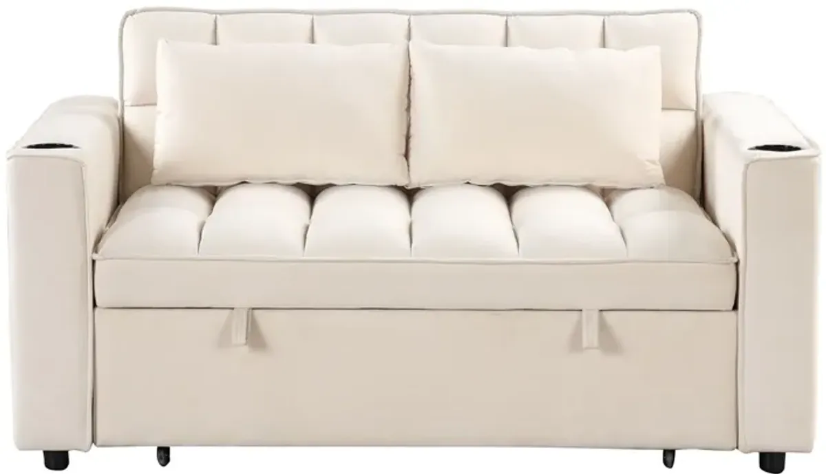 Multi Functional Sofa Bed With Cup Holder And USB Port For Living Room Or Apartments