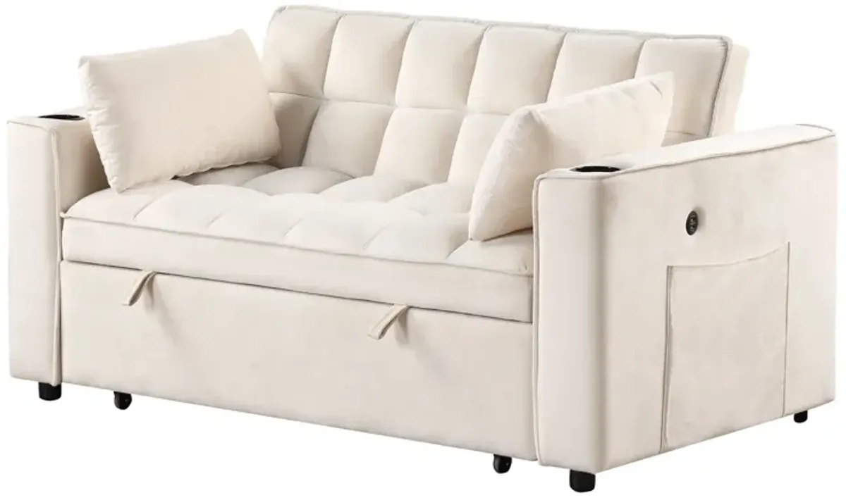 Multi Functional Sofa Bed With Cup Holder And USB Port For Living Room Or Apartments