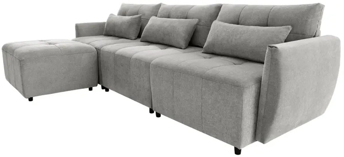 Convertible Sectional Sofa Couch 3 Seat L-Shaped Sofa With Movable Ottoman And USB For Apartment, Living Room, Bedroom