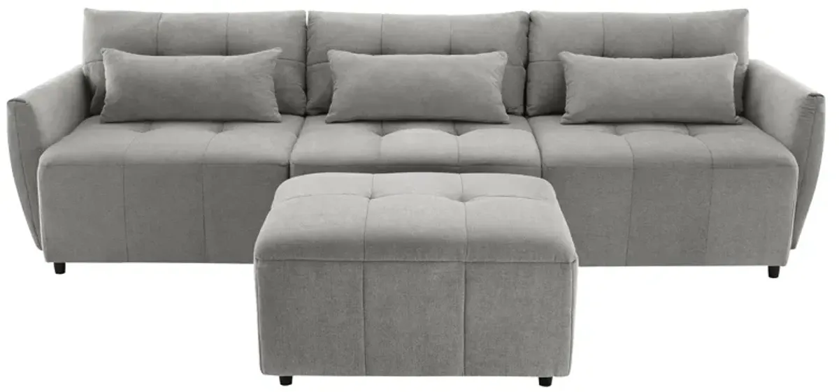 Convertible Sectional Sofa Couch 3 Seat L-Shaped Sofa With Movable Ottoman And USB For Apartment, Living Room, Bedroom